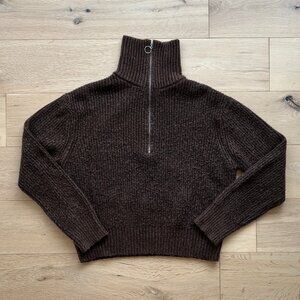Jessica Simpson Women's Brown knit half zip sweater
